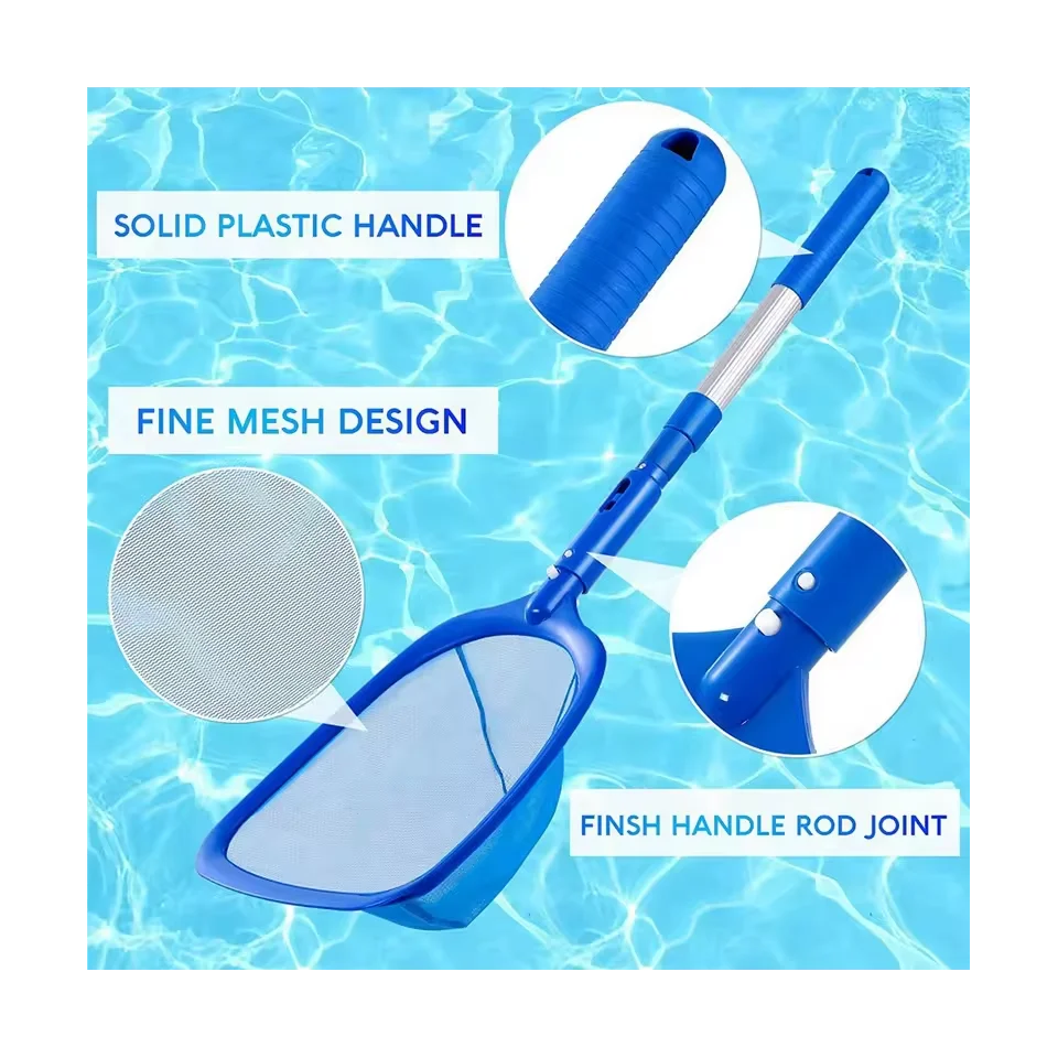 Pool Leaf Skimmer Net with 3 Section Telescopic Pole Fine Mesh Deepwater Net for Pool Pond Leaves Debris Cleaning