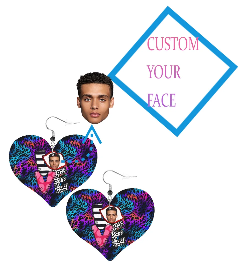 Custom Custom Your Photo Logo Text Print Dangle Drop Earrings Leather Earrings for Women Fashion Your Design Here DIY For Party