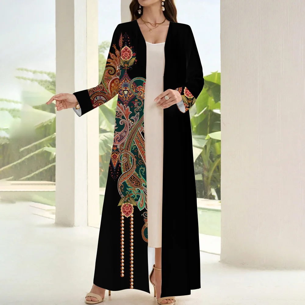 Ramadan Muslim Women's Abaya Demure Fake Two Pieces Open Kimono Ethnic Abaya Long Sleeve Maxi Dress Islamic Dubai Turkey Kaftans