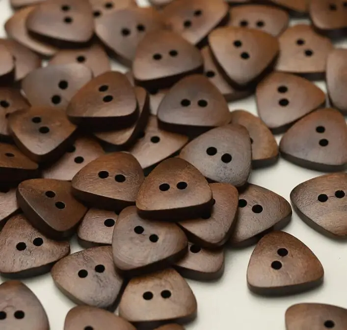 10pcs/Lot Size:17mm Natural wooden coffee color two eyes buttons triangle Button Cardigan shirt Accessories Sewing(SSA-4065)