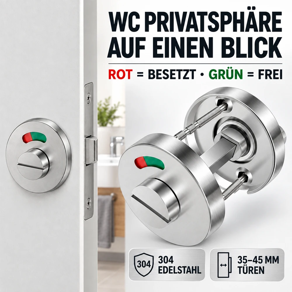 Bathroom Indicator Lock 304 Stainless Steel Occupied Vacant Privacy Door Lock Surface Mount 35 45mm Restroom Office Commercial