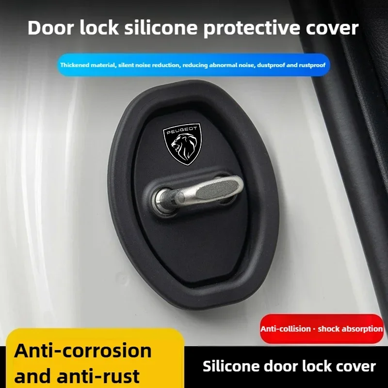 Car Door Lock Buckle Protection Cover Elastic Shock Absorbing Pad Cushion For Peugeot 408 407 508 5008 208 2008 308 T9 3008 GT