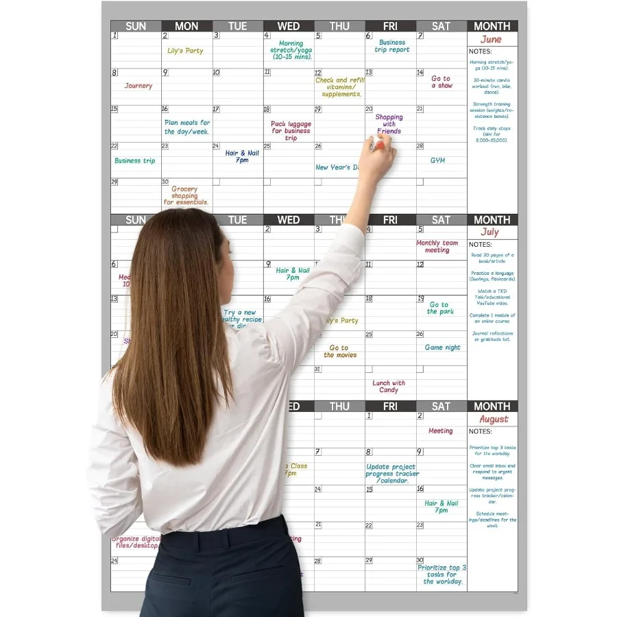 

Большой настенный календарь сухого стирания для без даты, настенный календарь на 3 месяца, вертикальный настенный календарь 28 x 40 дюймов, сухое стирание для домашнего офиса, класс