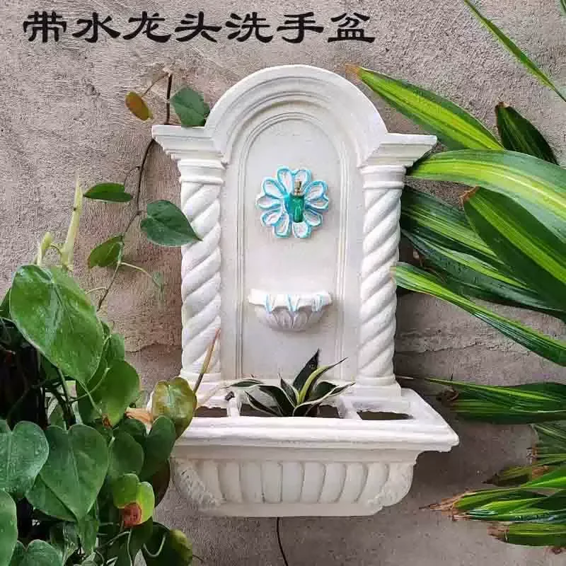 European Retro Wall Hanging Fountain Decorative Water Feature for Courtyard Bar Wedding Home Art Decoration Flowing Water