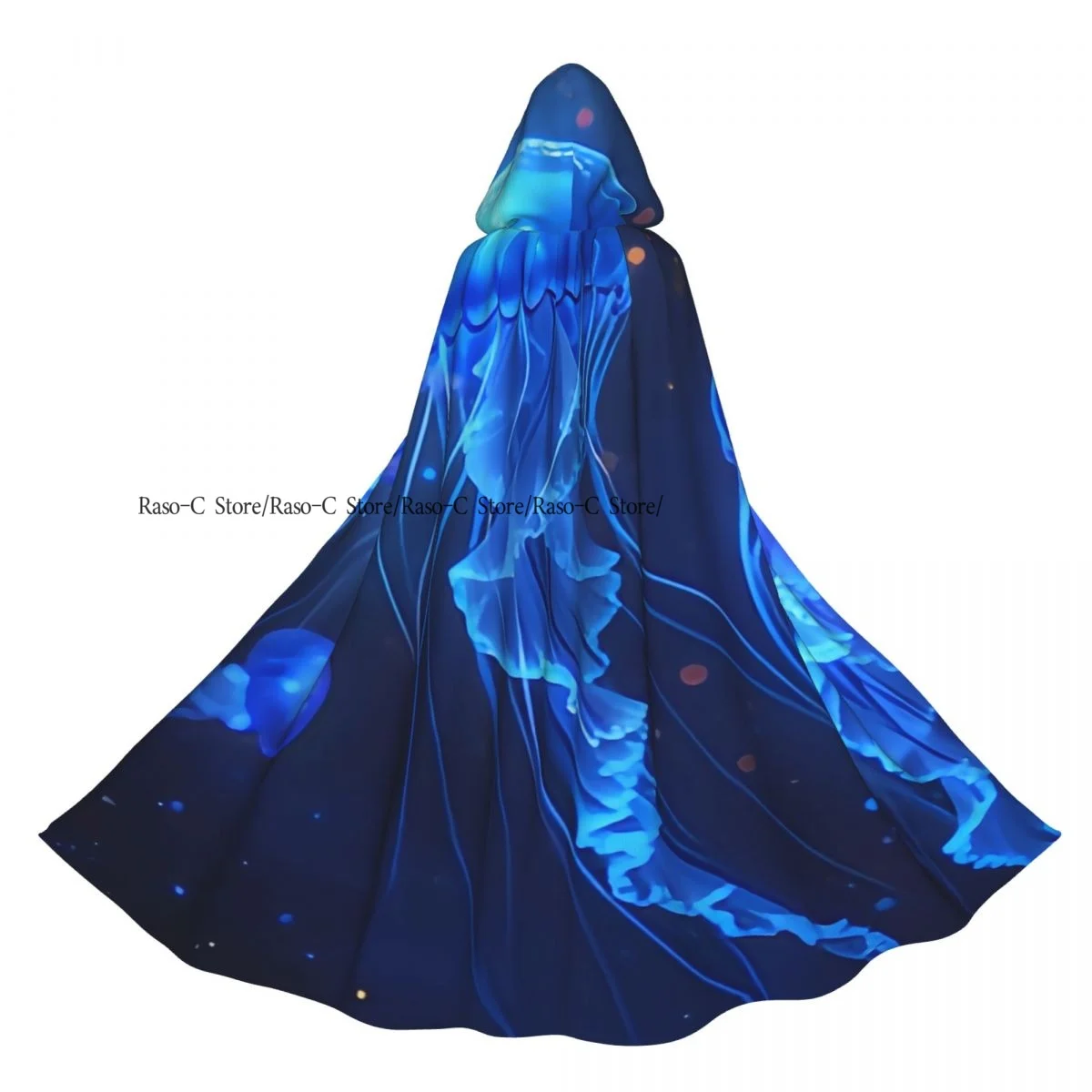 الكبار عباءة الرأس مقنعين الكرتون قنديل البحر طباعة القرون الوسطى زي الساحرة ويكا مصاص دماء قزم بوريم كرنفال حفلة #4