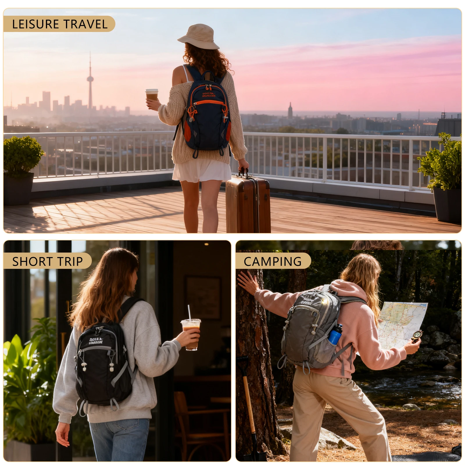 20L & 30L Outdoor-Rucksack mit Regenschutz, Wasserabweisendes Gewebe, Mehrere Fächer, Geeignet für Alle Geschlechter und Umgebungen – Detail 4