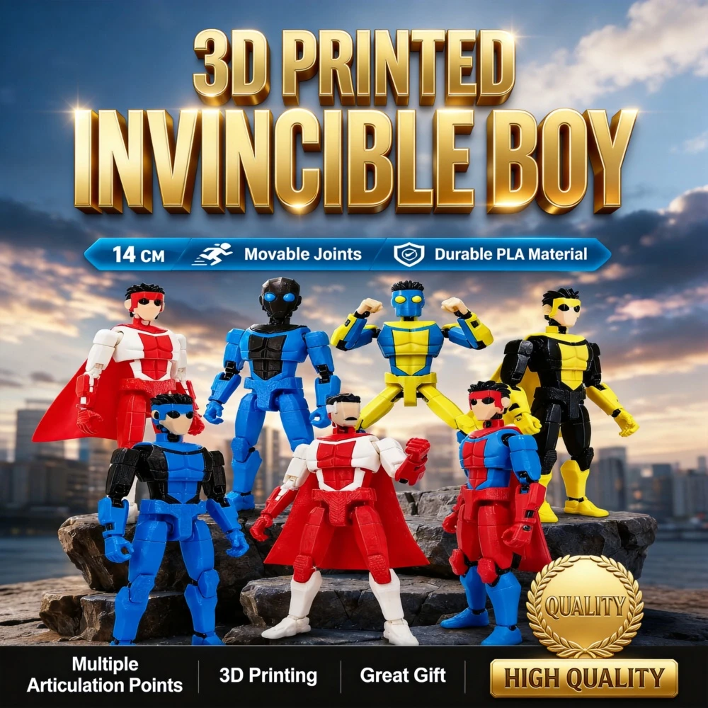 3D printed invincible young hero 13 joint doll decoration ornament, PVC material action model robot, toy gift
