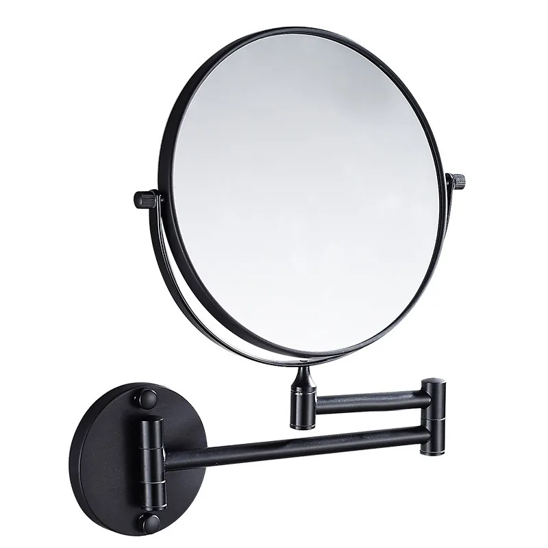 Space Aluminum Black Gold Retractable Mirror Bathroom Makeup Mirror Folding Beauty