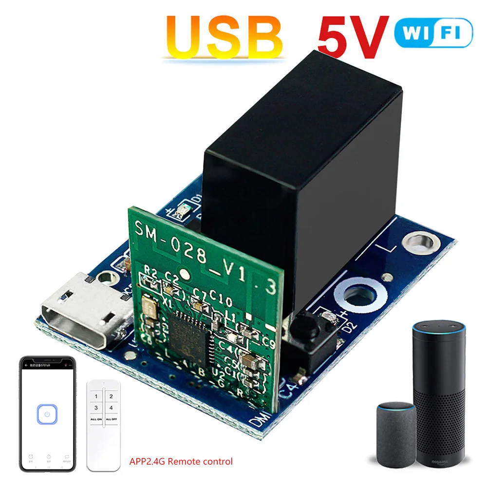 MiNi Smart WiFi Relay Smart Switch Module DC 5V 10A Smart Life APP Remote Control Timer Work Compatible With Alexa Google Home