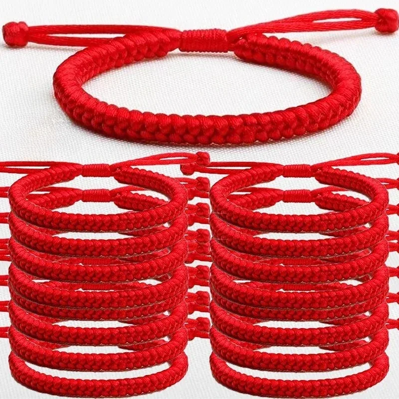 Red Lucky Handmade Braid String Bracelets Women Men Tibetan Buddhist Adjustable Braided Rope Knots Jewelry Wristbands Wholesale