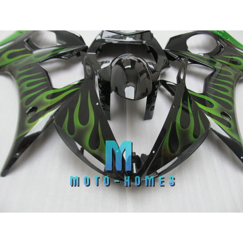 Customizable Motorcycle Fairing Kit for Yamaha YZF R6 03 04 05 Injection Fairings Set R6 2003 2004 2005 Green Flames