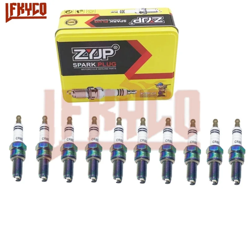 10PCS CR8E Iridium Torch Spark Plugs Ignition Candle Motorcycle Replace 10mm for Benelli SUZUKI YAMAHA BOSCH Sparkplug Cap Moto