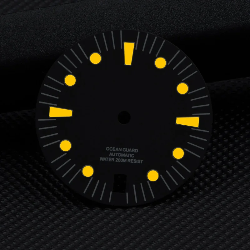 Orange Super Luminous Dial without logo Dial 3.0 O'clock Crown Position 28.5mm For NH35A NH36A movement 200M Waterpoof Fit SEIKO