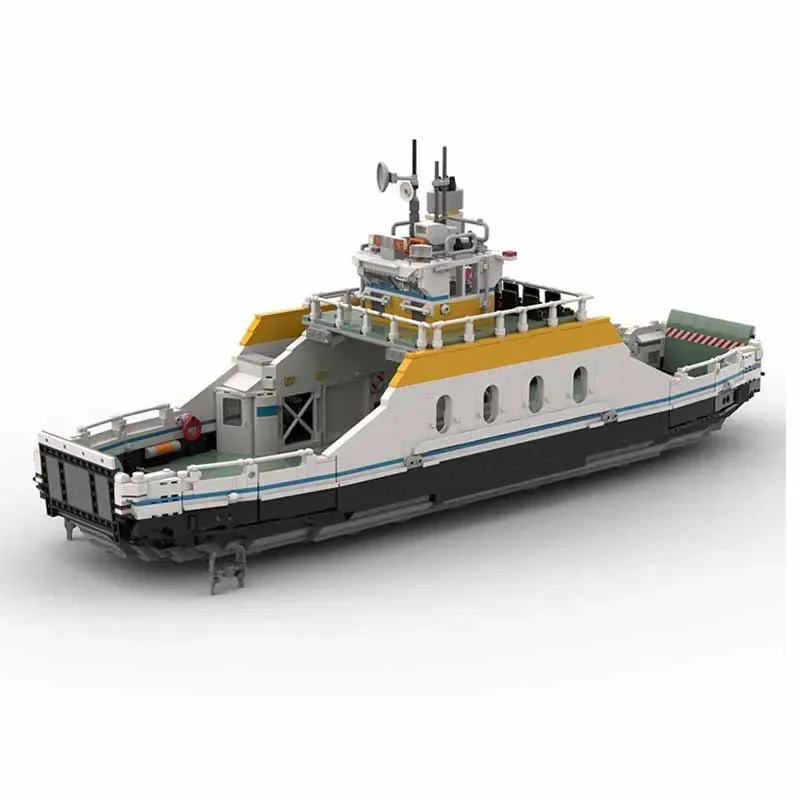 City Service Boat Model MOC Building Bricks Medium Sized Car Ferry Modular Technology Gifts Holiday Assemble Children Toys Suit