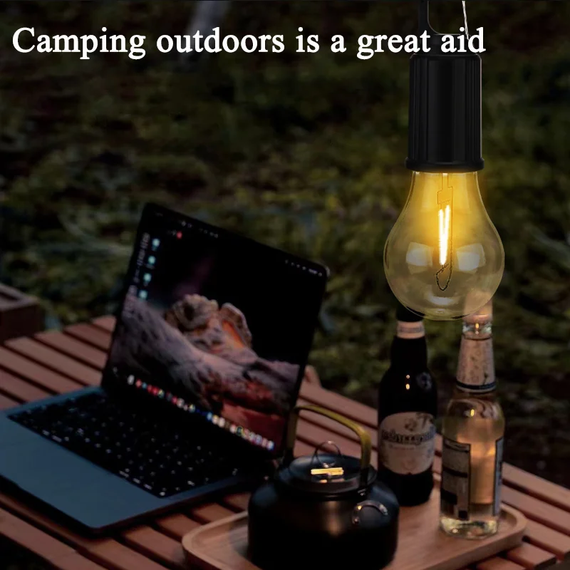 

Outdoor TypeC Rechargeable Solar Power LED Lamp Bulb High Brightness Emergency Light Hook Up Camping Fishing Portable Lantern