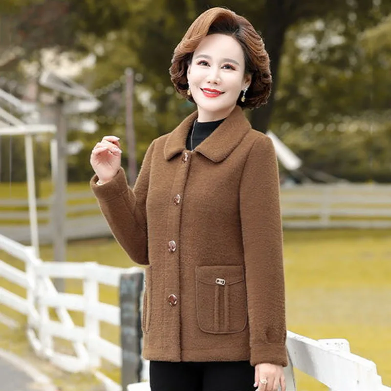 Fur-integrated Mink Velvet Slim Short Coat Women's Fashion In Spring And Autumn Of Keeps Warm And Foreign-style  Woolen overcoat