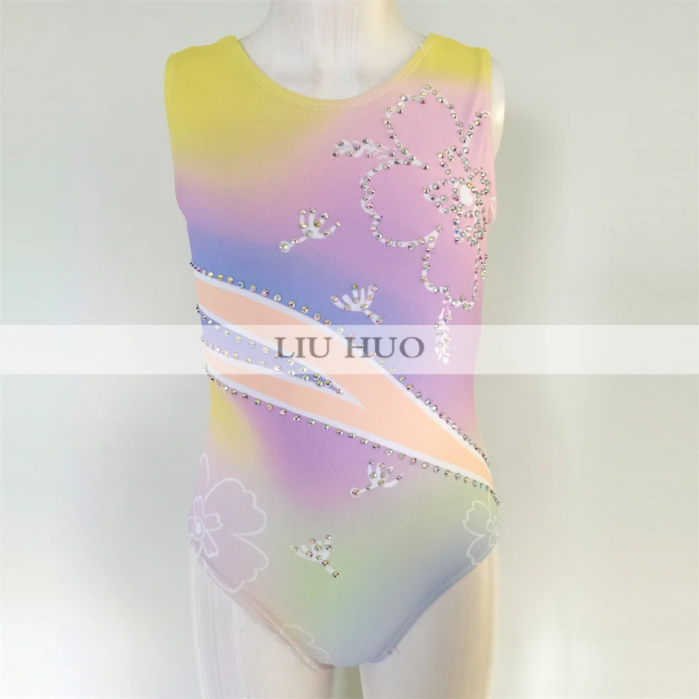 

LIUHUO Rhythmic Gymnastics Leotard Customize Adult Women Girl Costume Performance Competition Dance Dress Teen Multicolour Train