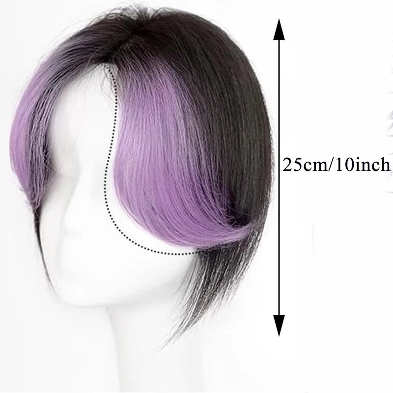 Estensione Topper per capelli parte centrale sintetica viola rosa nero Clip In frangia falso falso parrucchino per le donne uso quotidiano della