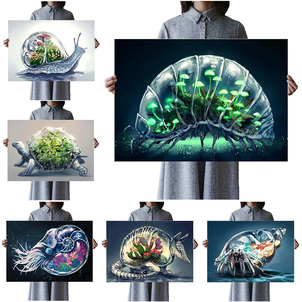 Nautilus Reef Tank Armadillo Hermit Crab Pill Bug Snail Tortoise Wall Art Canvas Painting Posters And Prints Home Decor Unframed