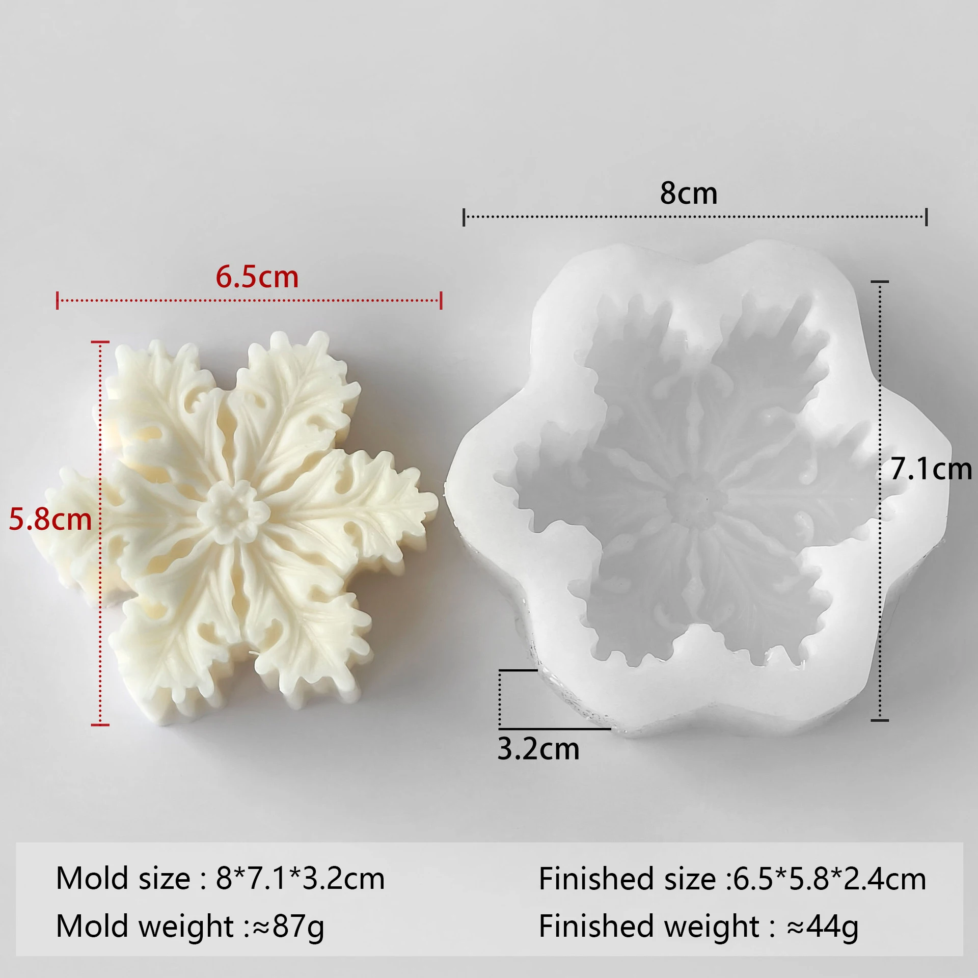Schneeflocken-Kerzenform aus Silikon DIY Weihnachtsseife Wachsschmelzform Aromastein-Deko Handgemachtes Bastelgeschenk Heimdekoration Feiertagsornament – Detail 11