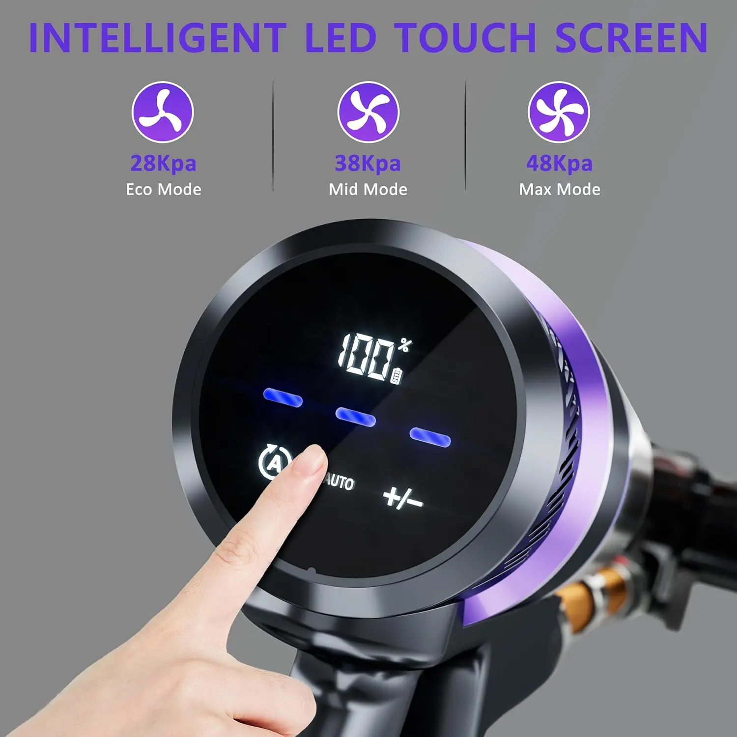 Aspirapolvere, aspirapolvere da 550 W per la casa con batteria rimovibile, aspirapolvere autoportante con potente aspirazione, display touch LED