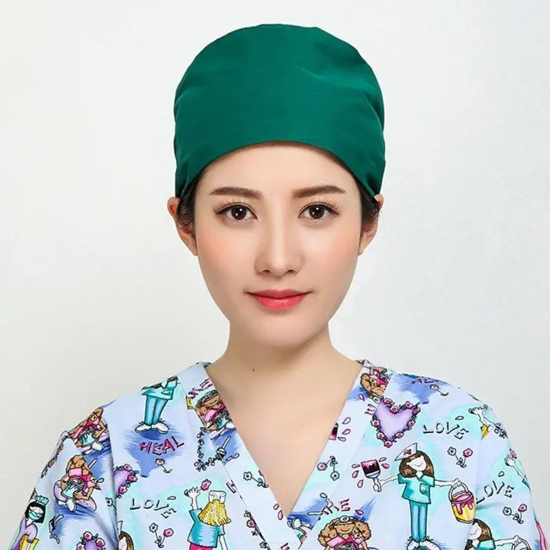 قبعة منتفخة للرجال والنساء من R1WE بلون سادة قابلة للتعديل، قبعة تنظيف للأطباء والممرضات ومستشفى طب الأسنان ومختبر العمليات