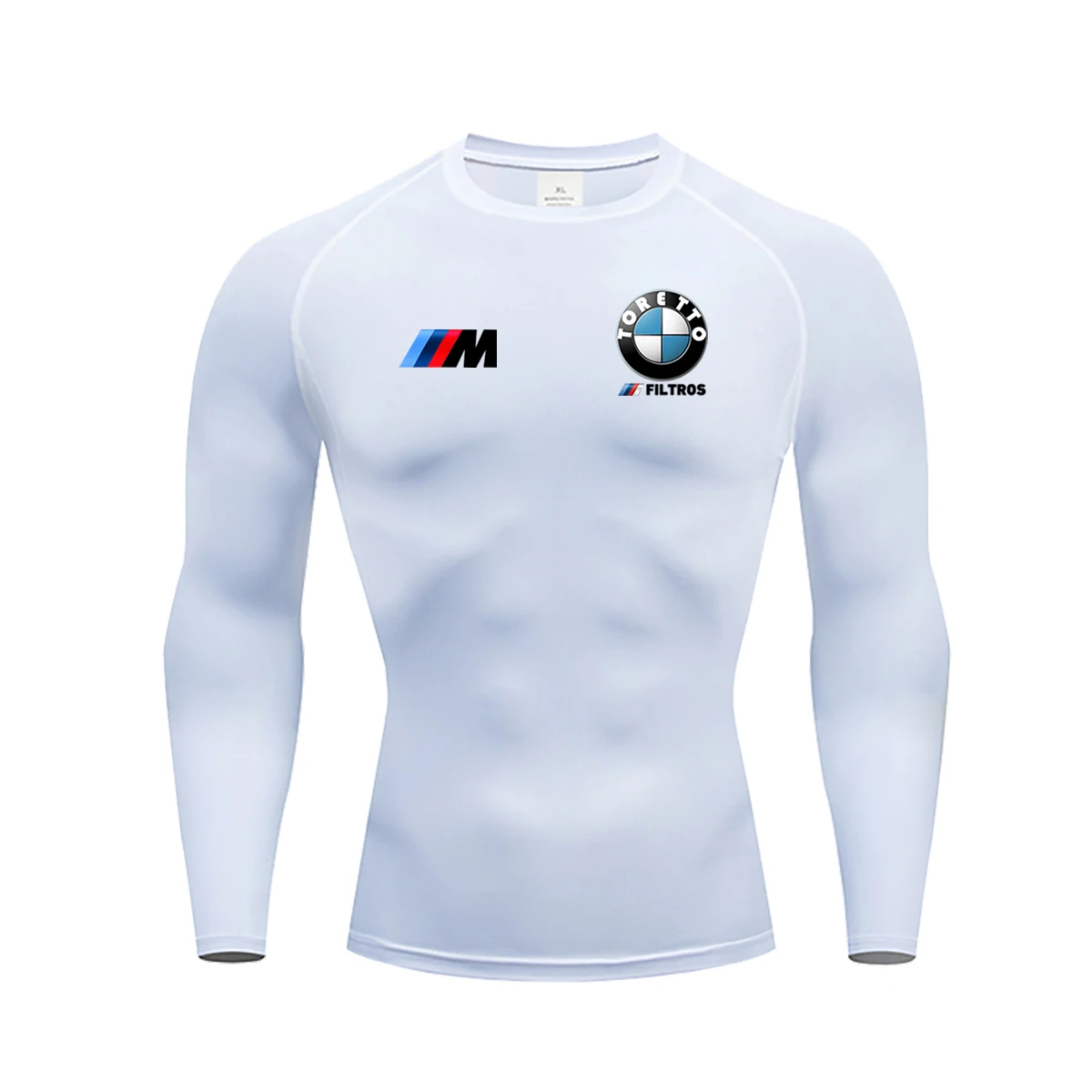 Heren Workout Compressie Y2K BMW Logo Gym T-shirt met lange mouwen Ademend Hardlopen Sneldrogend Sportbeschermd trainingspak buiten