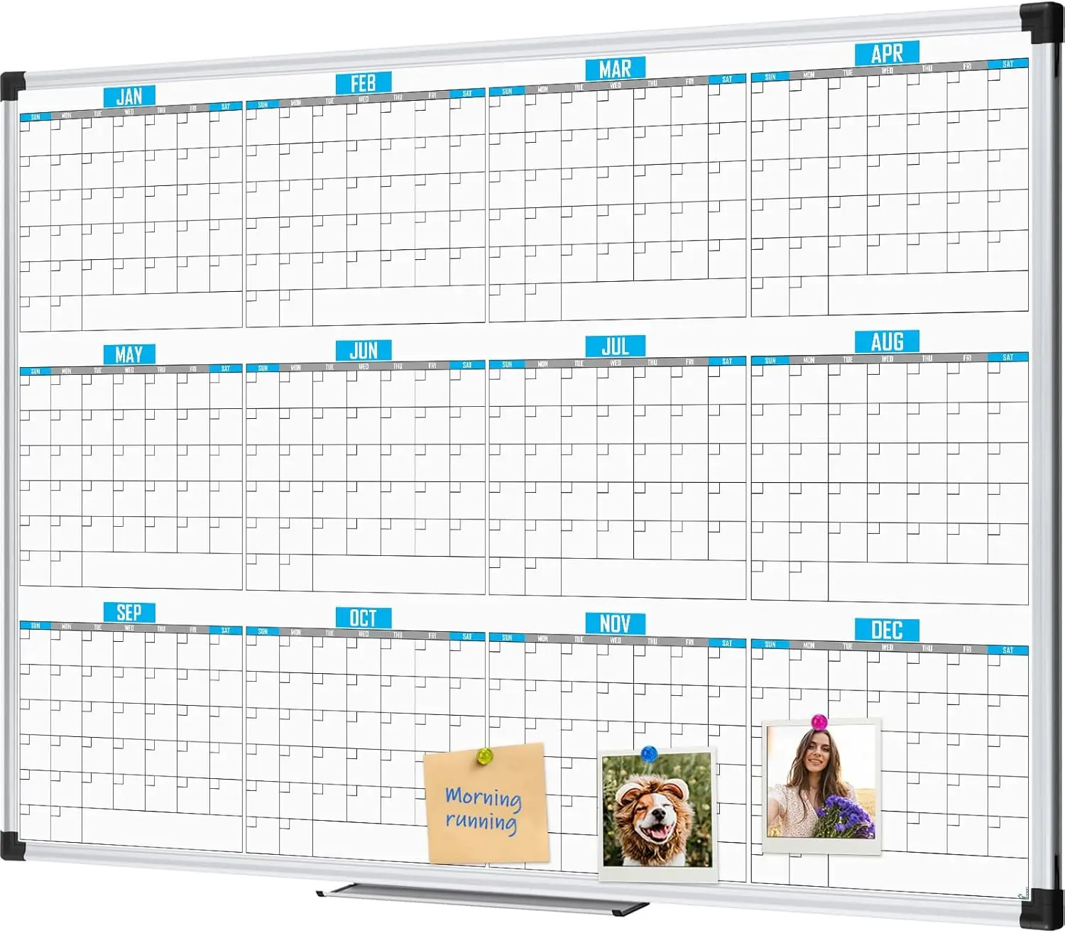 

48x36 Magnetic Dry Erase Calendar Whiteboard, 12-Month Planner for Home Office School