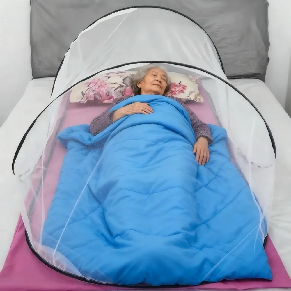 Full Cover Travel Folding Mosquito Net Insect Protection Adjustable Single Bed Sleeping Mosquito Net Convenient Zipper