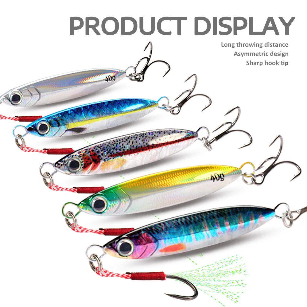 5pcs Metal Jig Lure kit 7g 10g 20g 30g 40g Spinner Sinking Pencil Fishing Tackle Feather Treble Hooks Pesca Cast 2/3/5pcs Baits