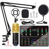 BM 800 Microphone Bluetooth Wireless Karaoke with Live Streaming DJ10 Sound Card for PC Phone Singing Gaming Youtube TikTok MIC