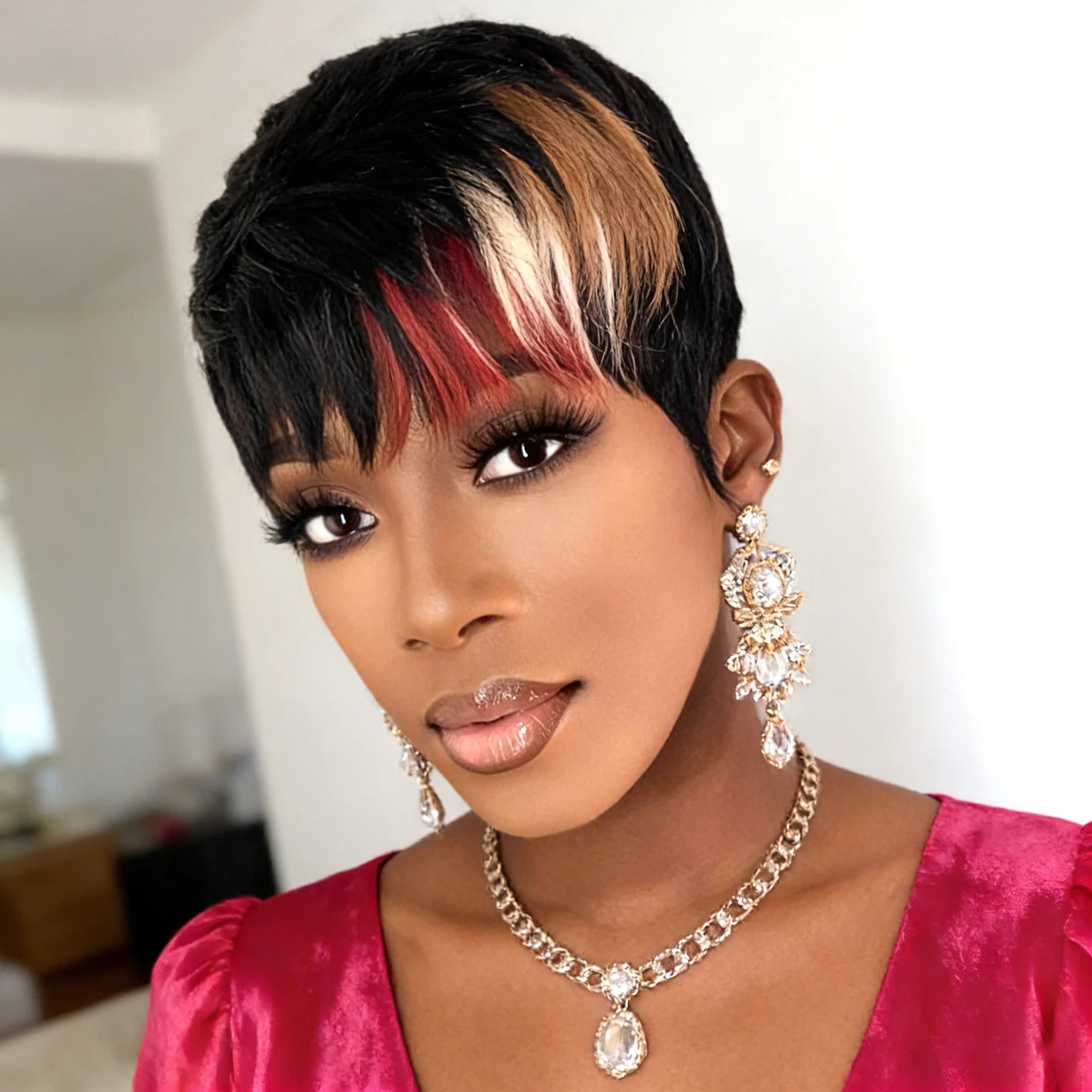 

Короткие парики-пикси из натуральных волос, цветные, для женщин, полностью машинной работы