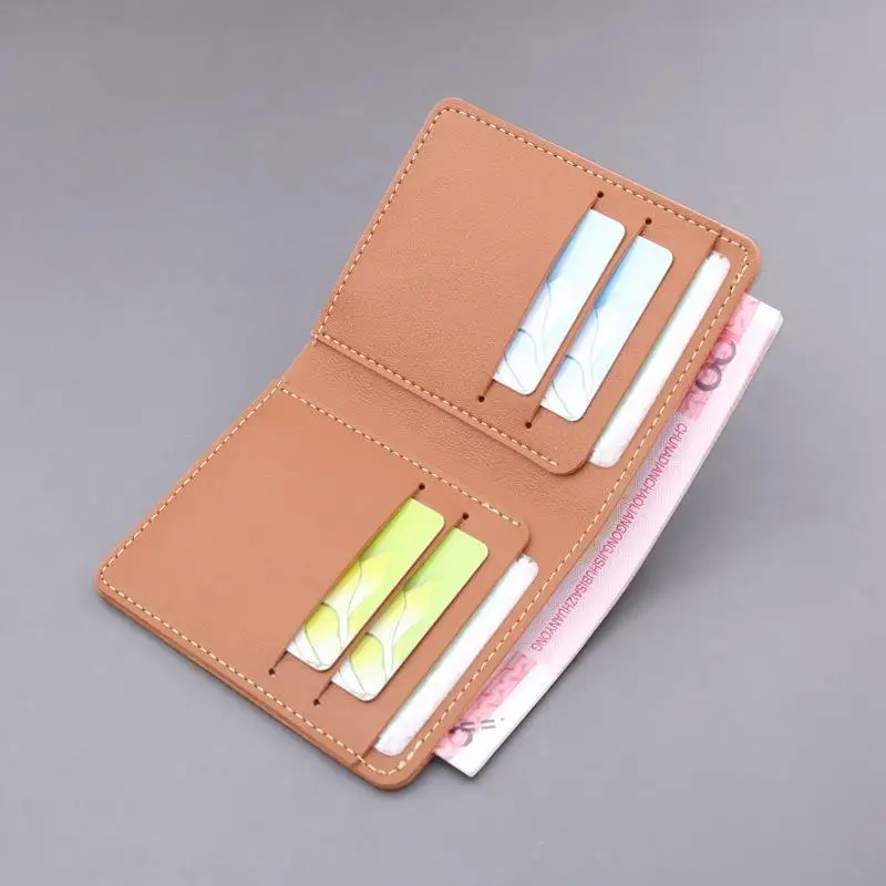 Minimalistische Herren-Geldbörse aus PU-Leder, Schwarz-Kaffee, große Kapazität, mehrere Fächer, zweifach faltbar, Ausweiskartenhalter, für Männer und Frauen – Detail 3