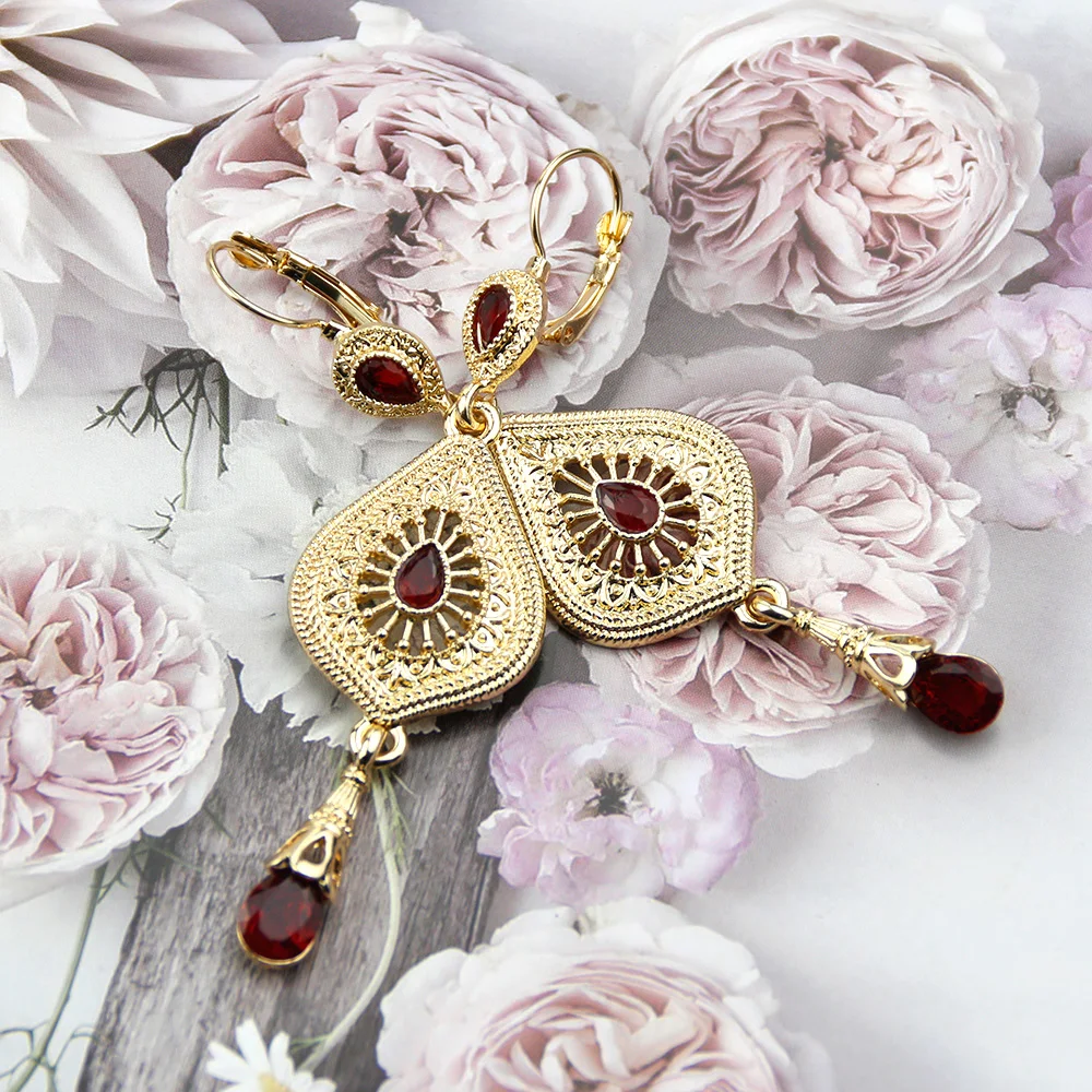Sunspicems Gold Color Morocco Earring Arabic Jewelry For Women Algeria Long Drop Earring Bride Wedding Banquet Jewelry Gift image 4