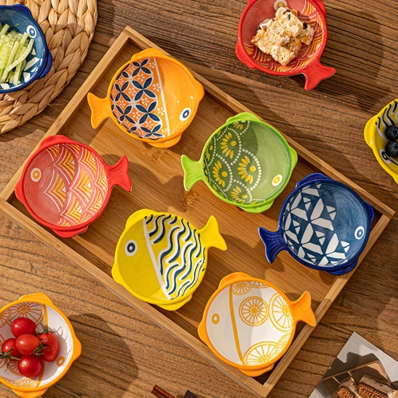 Creative Ceramic Fish-Shaped Dish Tableware Set Easy to Clean Easy to Store Oven Safe/Microwave
