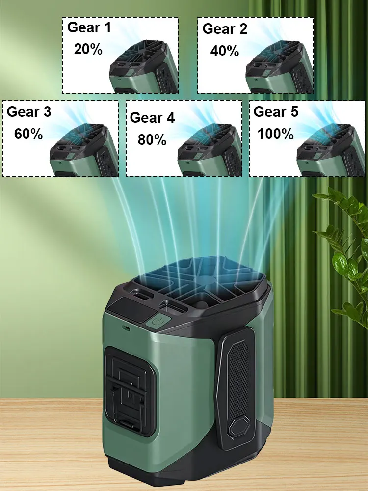 10000mAh Tragbarer Taillenventilator, 5-Gang, Leichtgewicht, 40 Std. Laufzeit, Freihändig für Outdoor, Baustelle, Reisen, Langstreckenaktivitäten – Detail 4