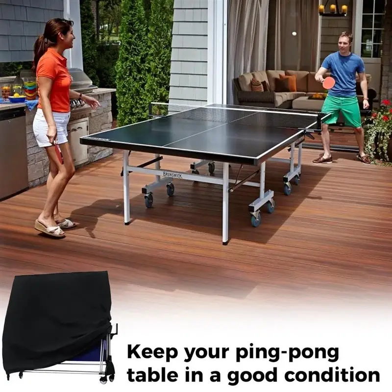 Ping Pong Table Cover Waterproof 210D Polyester Taffeta Table Tennis Cover Fit Regulation Size Tables For All Weather Protection