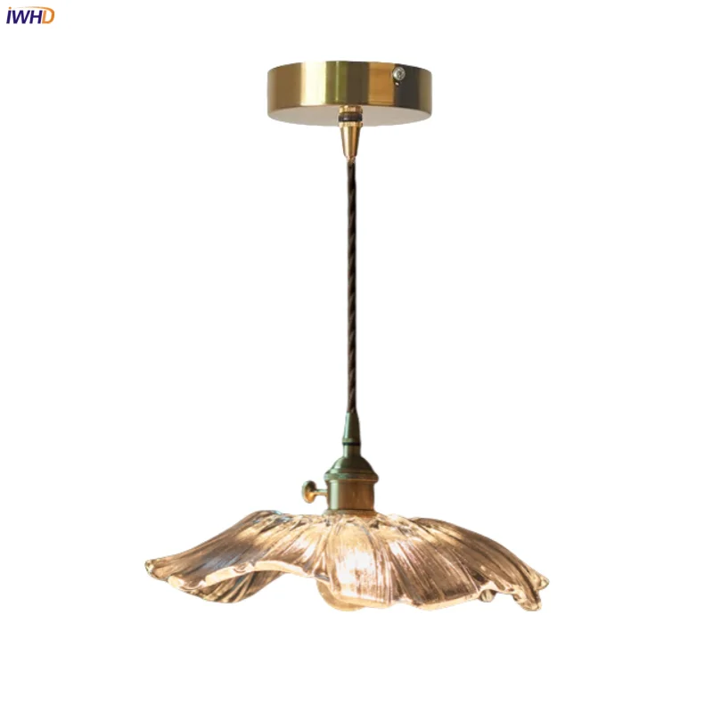 

IWHD Nordic Brass Glass LED Hanging Lights Fixtures Loft Cafe Bar Restaurant Bedroom Living Dining Room Home Decor Pendant Lamp