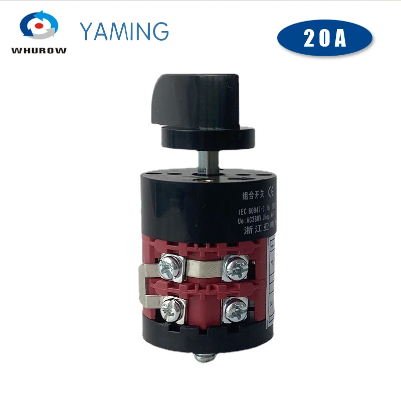 Yaming Electric 3 Position HZ5B-20/2 Combination Changeover Rotary Cam Switch 20A Two Poles 8 Terminals Silver Contact