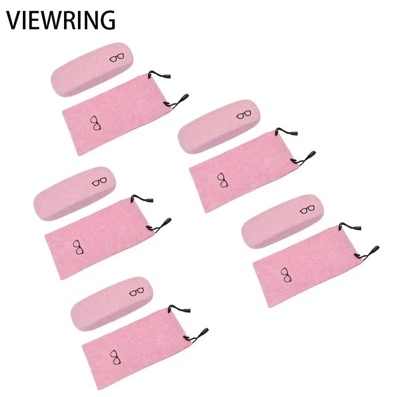 Viewring Fashion Set of Linen Pink Glasses Case Ultra-fine Fiber Portable Carrying Glasses Bag  Container Eyewear Protector