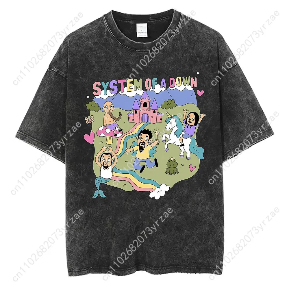 システム・オブ・ア・ダウン SOAD レトロウォッシュ Tシャツ男性女性高品質ヴィンテージ Tシャツファッション綿半袖ソフト通気性トップス