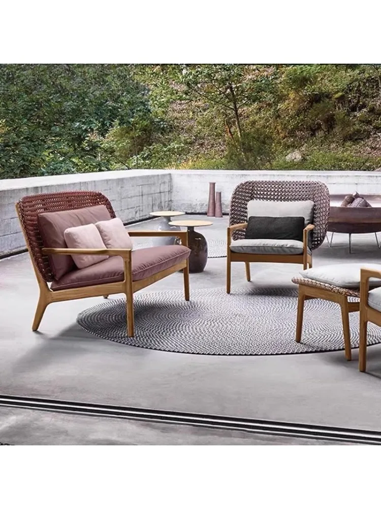 Outdoor-Sofa aus Teakholz, Rattan-Villa, moderne Möbel