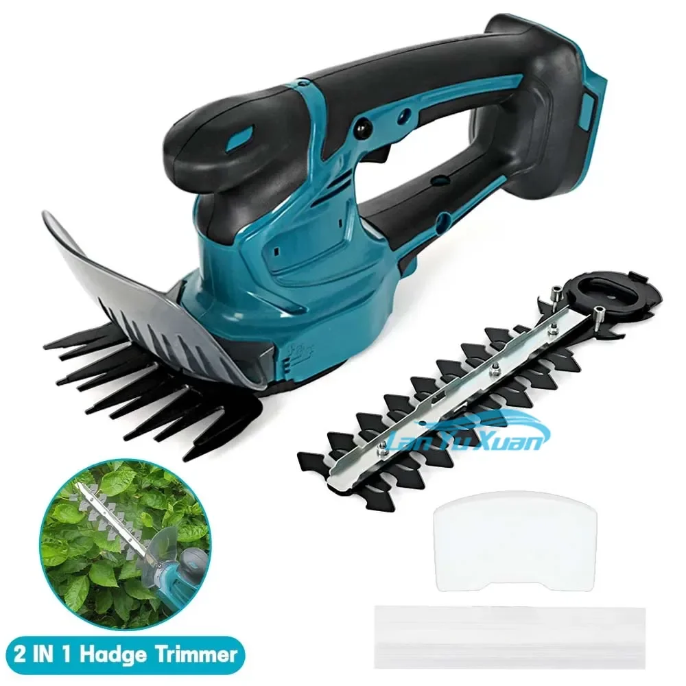 

21V 2 IN 1 Cordless Electric Hedge Trimmer Rechargeable Handheld Grass Cutter Garden Shrub Scissors Tool Fit Ma kita 18V Battery