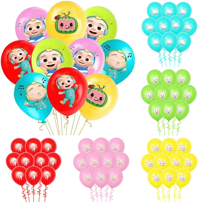 Cocoomelonies de dibujos animados para bebé, decoración para fiesta de cumpleaños con tema JJ, suministros para eventos para chico, globo de látex de 12 pulgadas, regalo para chico, suministros para Baby Shower