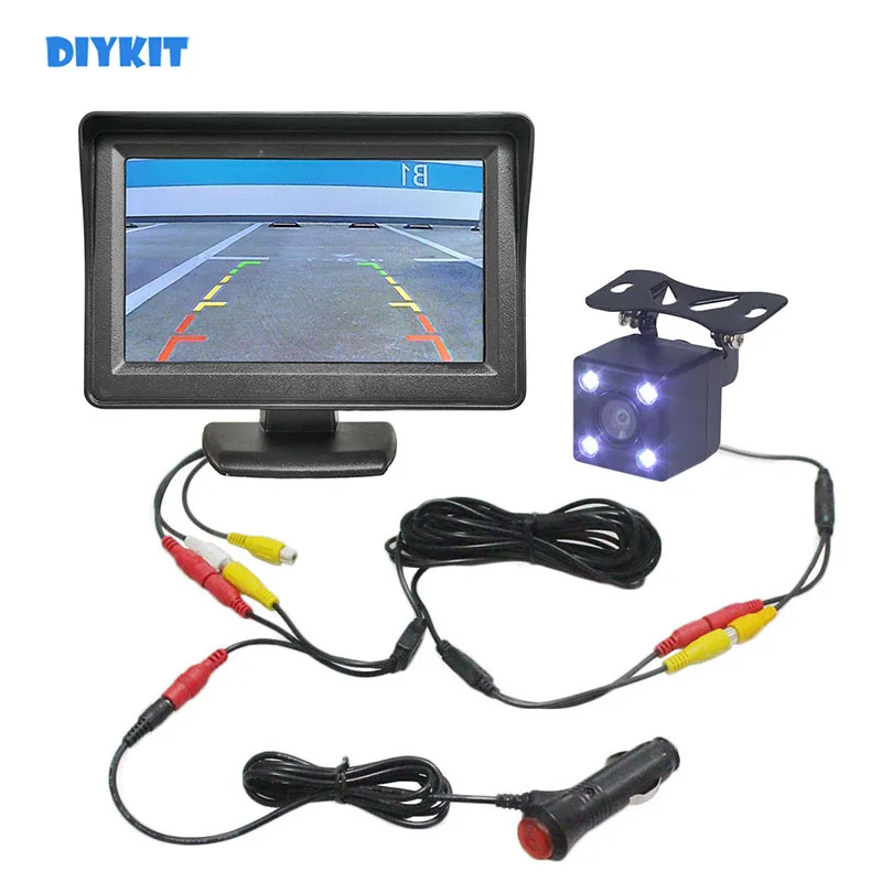 

DIYKIT Wire 4.3inch TFT LCD Backup Car Monitor HD LED Rear View Car Camera Kit Reversing Auto Parking Assistance System