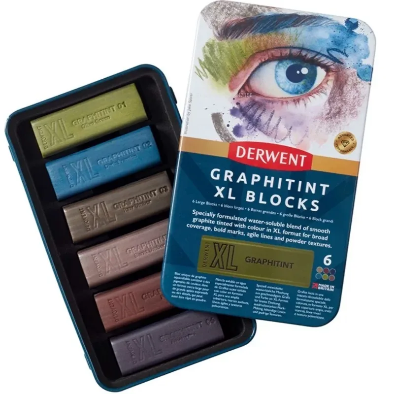 6-Color Set Water Soluble Graphite Strip Color Sketch Charcoal Bars Art Painting Materials Hand Painted Scenic Watercolor Pen