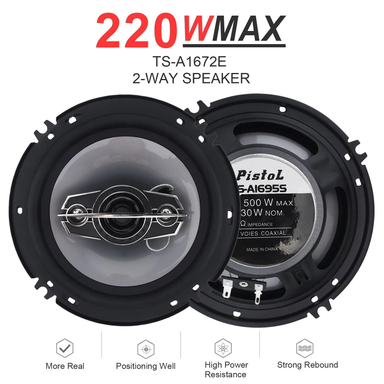 2pcs 6 Inch 16cm 220W 4 Way Car Coaxial Auto Music Stereo Full Range Frequency Hifi Speakers Non-destructive Installation