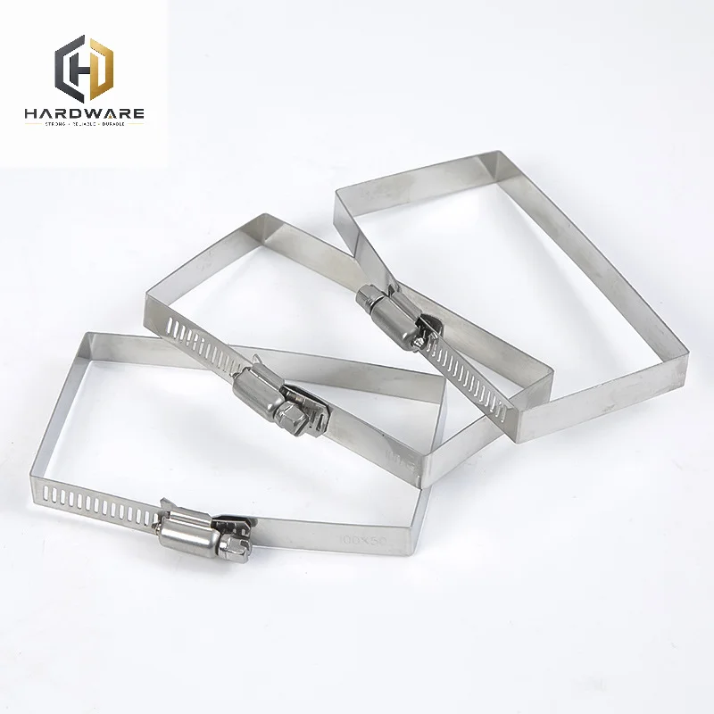304 Stainless Steel Square Fixed Clamp Bridge Throat Clamp Photovoltaic Cable Tray Pipe Clamp Square Pipe Buckle