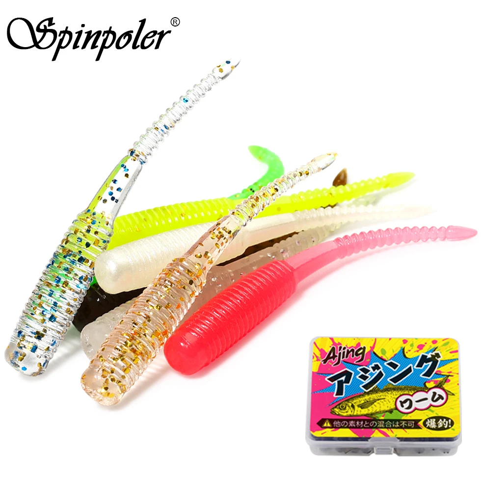Spinpoler Rockfish pesca gusano cebo Artificial Mini señuelo suave Tpr Ajing brillo Pintail Swimbaits Jig señuelo océano 3,5 cm 20 unids/caja