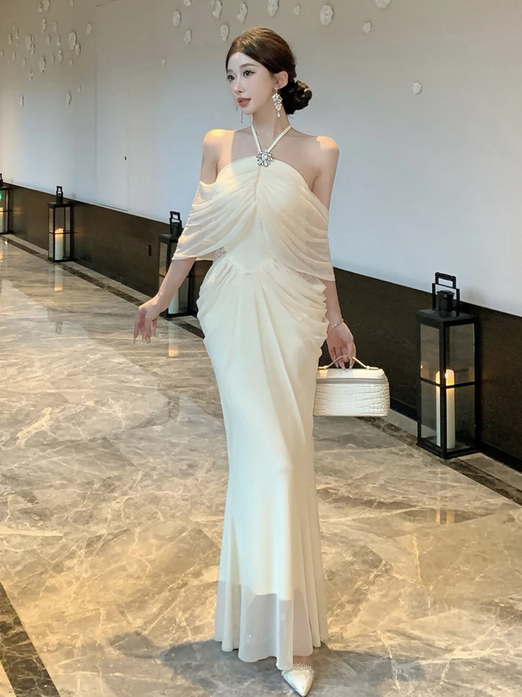 

Ele Godd Sle One oulder Long Dr Lace Splicing Bodycon Skirt Ne Hanging Design Svel Summer Sexy Dr